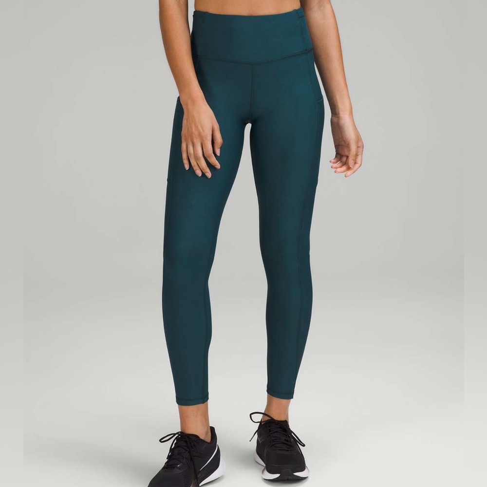 Size 6 Lululemon fast and free green leggings